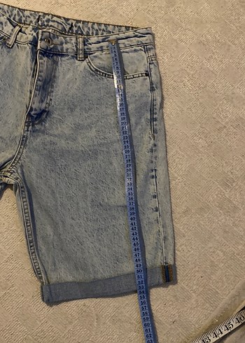 Gri Kadın Denim Mini Şort - Görsel 3