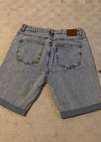 Gri Kadın Denim Mini Şort - Görsel 4