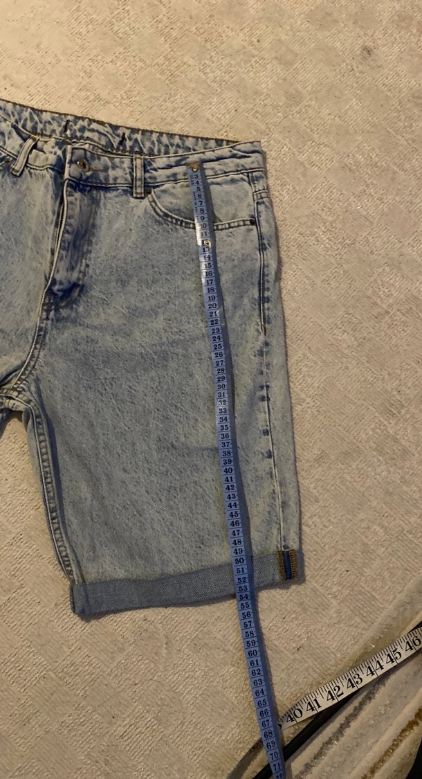 Gri Kadın Denim Mini Şort - Görsel 3