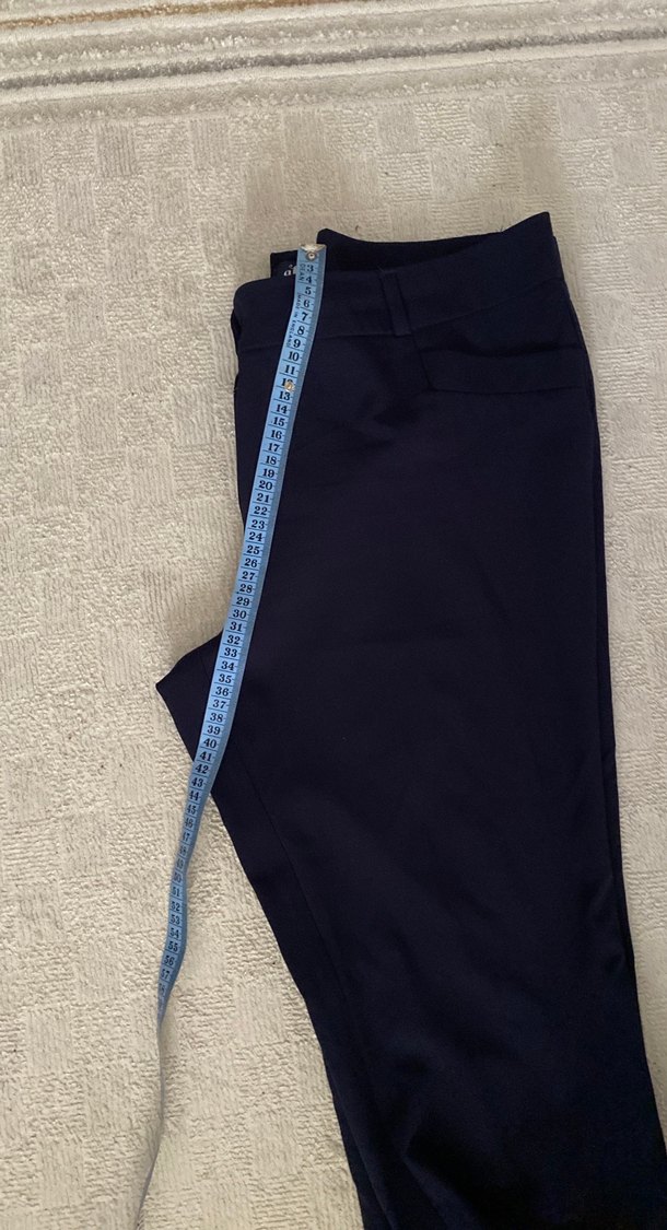 Lacivert Kadın Kumaş Pantolon Midi Boy - Görsel 5