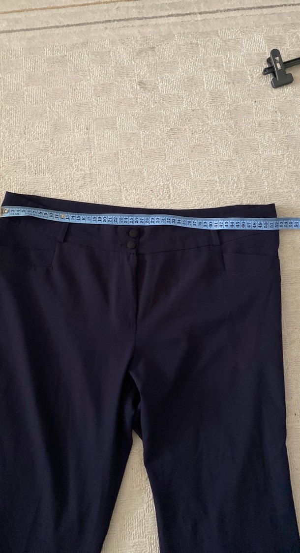 Lacivert Kadın Kumaş Pantolon Midi Boy - Görsel 3