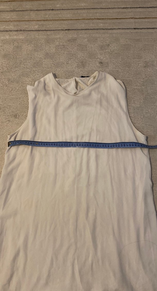 Beyaz Kolsuz Midi Keten Tunik - Görsel 2