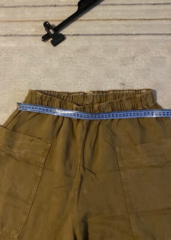 Kadın Bol Kesim Kahverengi Keten Pantolon - Görsel 2