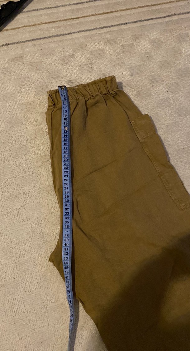 Kadın Bol Kesim Kahverengi Keten Pantolon - Görsel 4