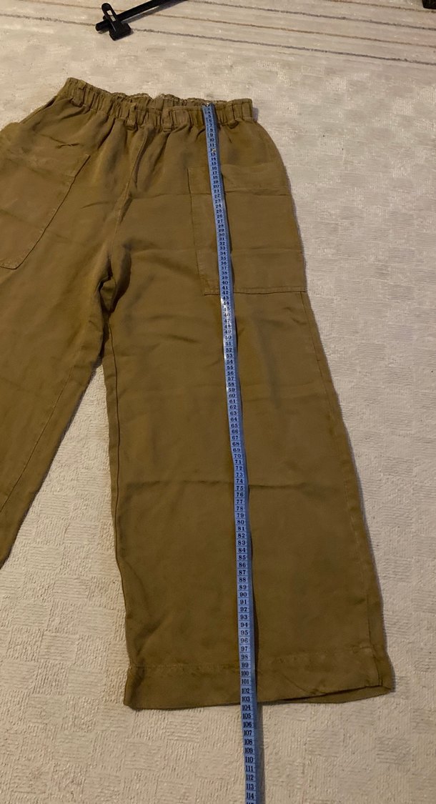 Kadın Bol Kesim Kahverengi Keten Pantolon - Görsel 3