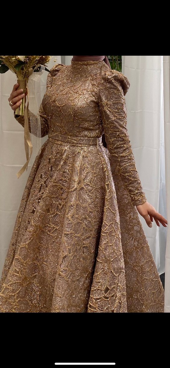 Simli Tesettür abiye/söz/nişan elbisesi - Görsel 3