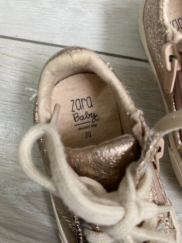 Kız Çocuk Bej Parlak Simli Yılan Desenli Spor Ayakkabı - Görsel 2