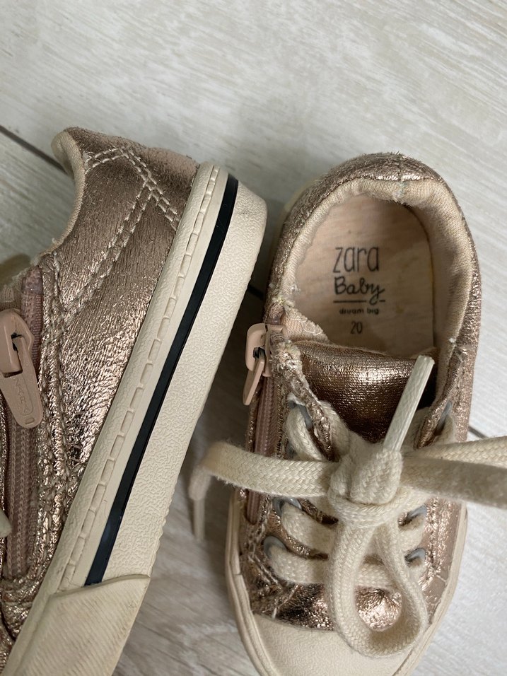 Kız Çocuk Bej Parlak Simli Yılan Desenli Spor Ayakkabı - Görsel 3