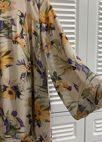 Çiçek Desenli Bohem Midi Tunik - Görsel 3