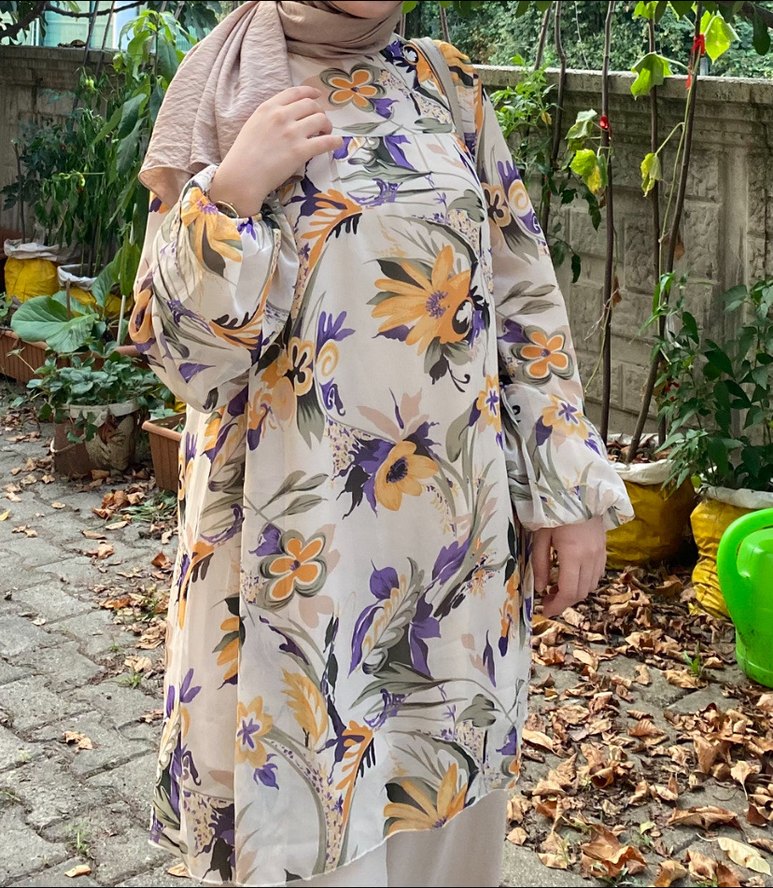 Çiçek Desenli Bohem Midi Tunik - Görsel 4