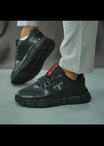 PRADA Erkek Siyah Bağcıklı Günlük Sneaker