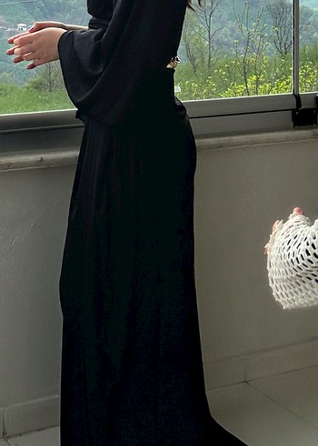 Siyah Drapeli Straplez Uzun Abiye Elbise - Görsel 2