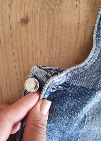 18-24 Ay Beden Mavi Kareli Kot Elbise