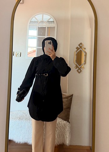 Zara Bej Pliseli Uzun Kollu Keten Kadın Gömlek