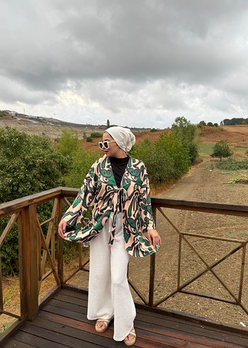 40 Beden Camel Renk Bağcıklı Uzun Kimono