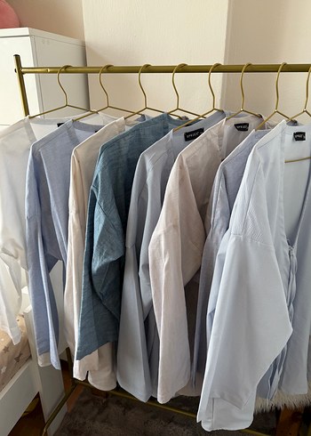 Gri Yüksek Yakalı Uzun Kollu Denim Tunik - Görsel 4