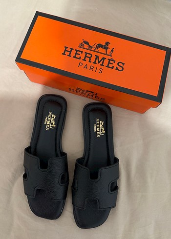 Hermes Siyah Kadın Terlikler Tokalı Topuklu