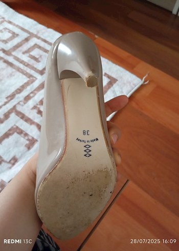 38 Beden ten rengi Renk Bej Parlak Stiletto Topuklu Kadın Ayakkabı