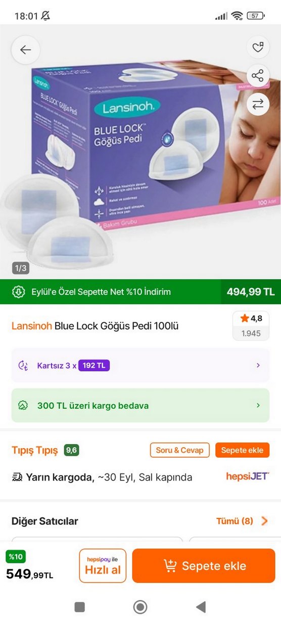 Lansinoh Mavi Tek Kullanımlık Göğüs Pedi 100'lü - Görsel 3