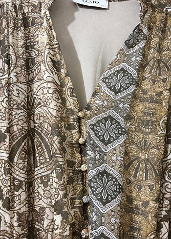 Bohem Desenli Uzun Kemerli Kadın Elbise - Görsel 3