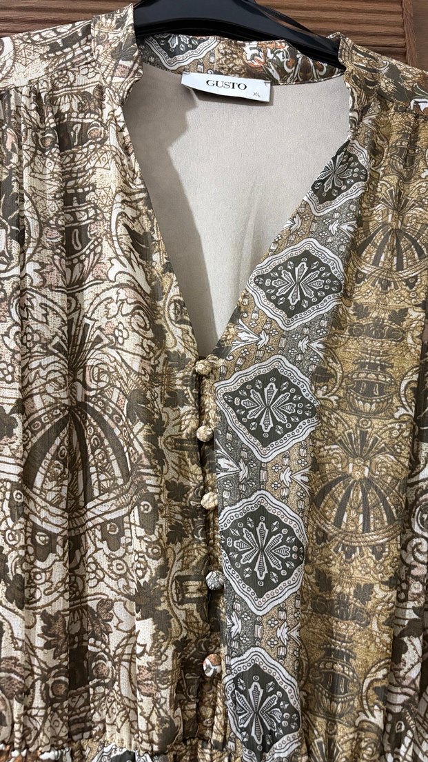 Bohem Desenli Uzun Kemerli Kadın Elbise - Görsel 3