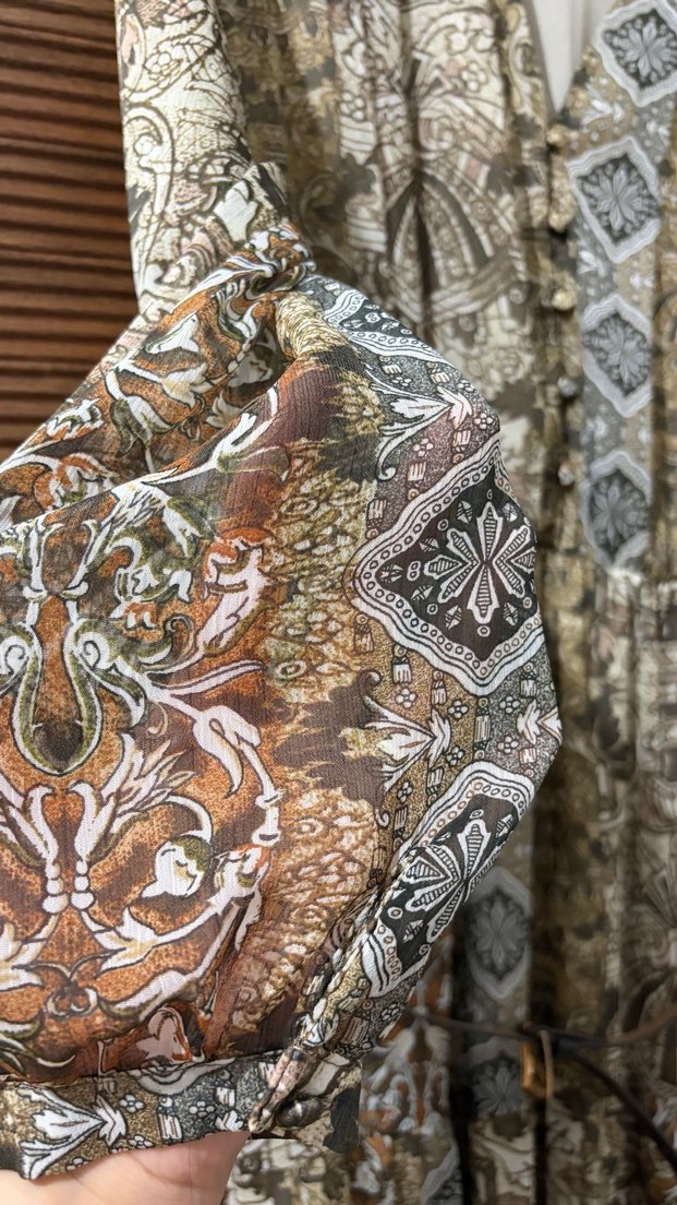 Bohem Desenli Uzun Kemerli Kadın Elbise - Görsel 2