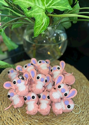 Diğer Pembe Pastel El Örgüsü Peluş Anahtarlık