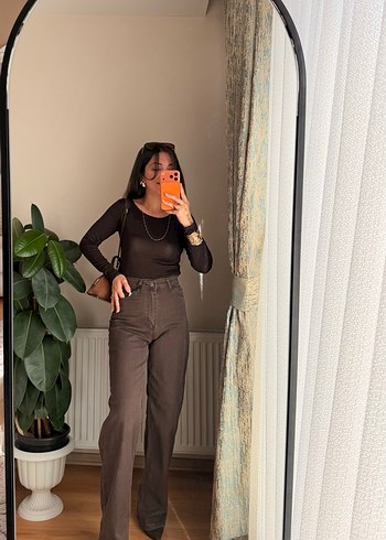 Kahve ultra yüksekbel pantolon - Görsel 7