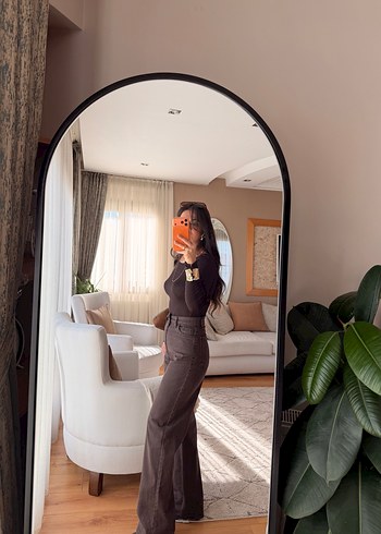 Kahve ultra yüksekbel pantolon - Görsel 3