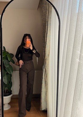 Kahve ultra yüksekbel pantolon - Görsel 6