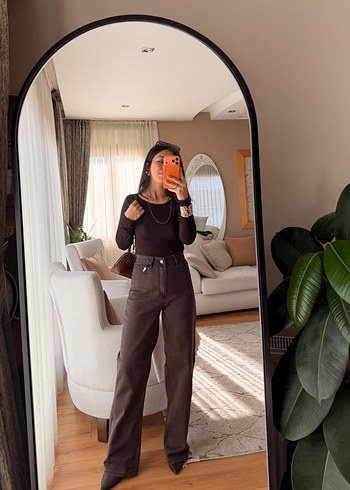 Kahve ultra yüksekbel pantolon - Görsel 2