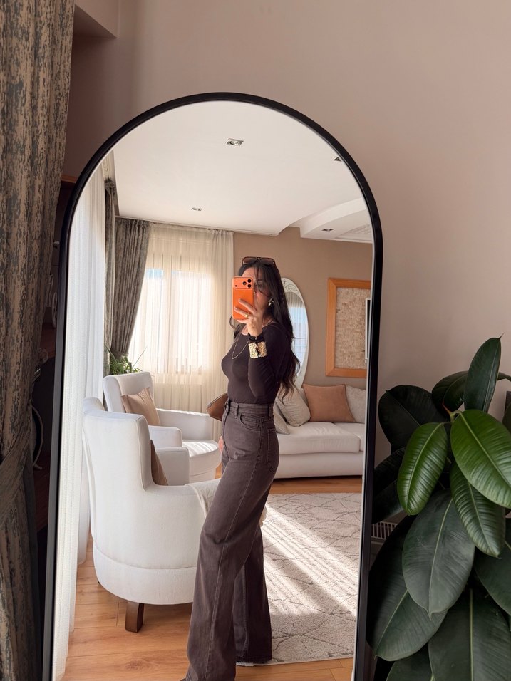 Kahve ultra yüksekbel pantolon - Görsel 3