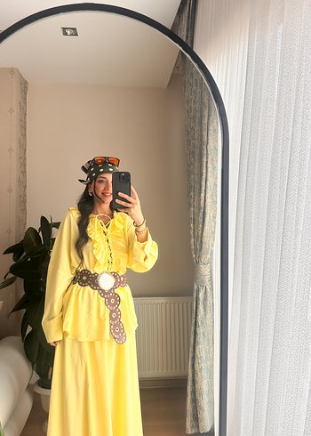 Sarı Uzun Bohem Kadın Elbise - Görsel 3