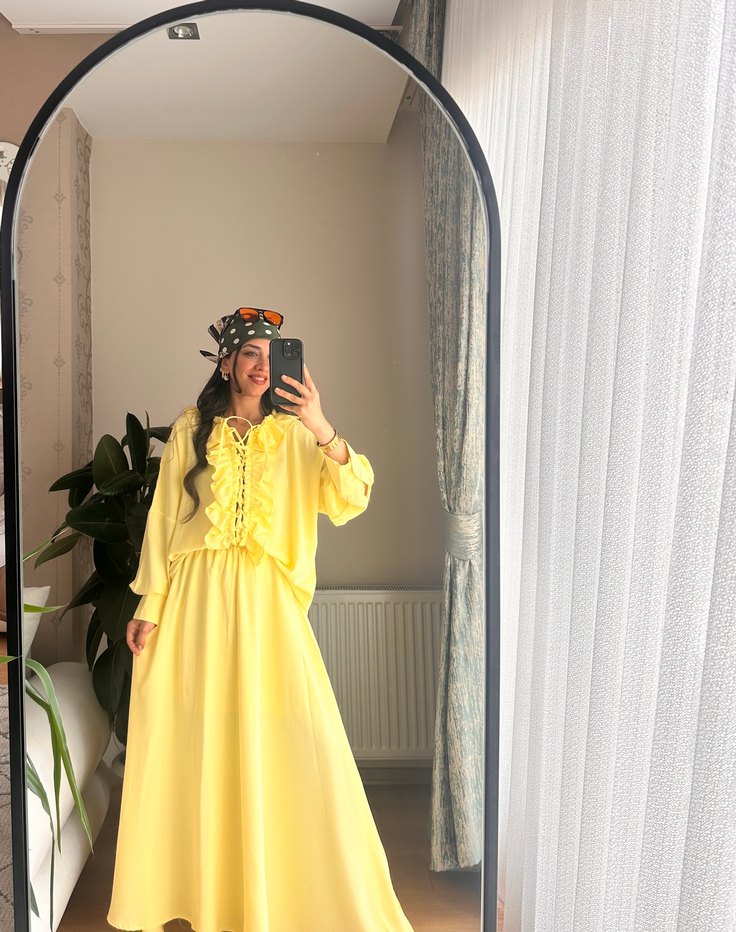 Sarı Uzun Bohem Kadın Elbise - Görsel 5