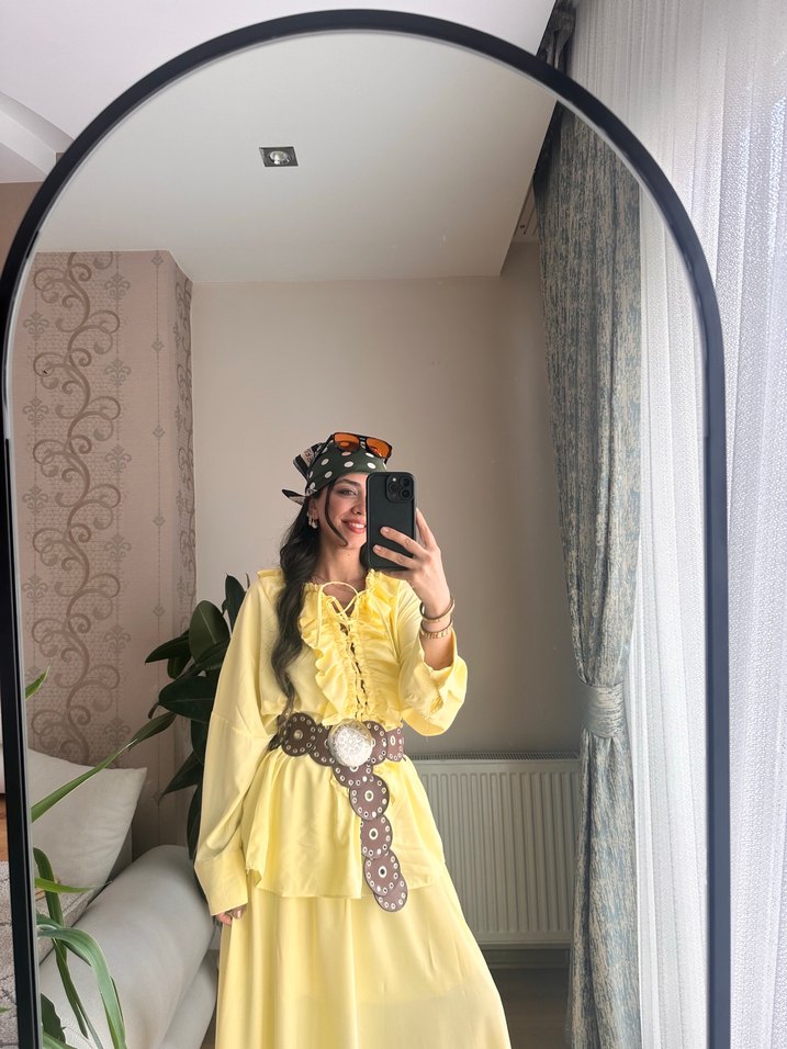 Sarı Uzun Bohem Kadın Elbise - Görsel 2