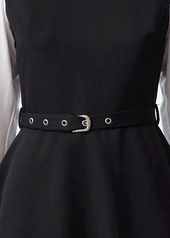 Siyah Kemerli Mini Elbise - Görsel 3