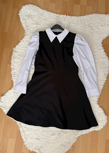 Siyah Kemerli Mini Elbise - Görsel 8