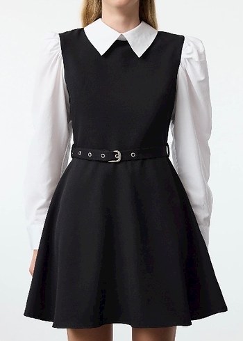 Siyah Kemerli Mini Elbise - Görsel 2