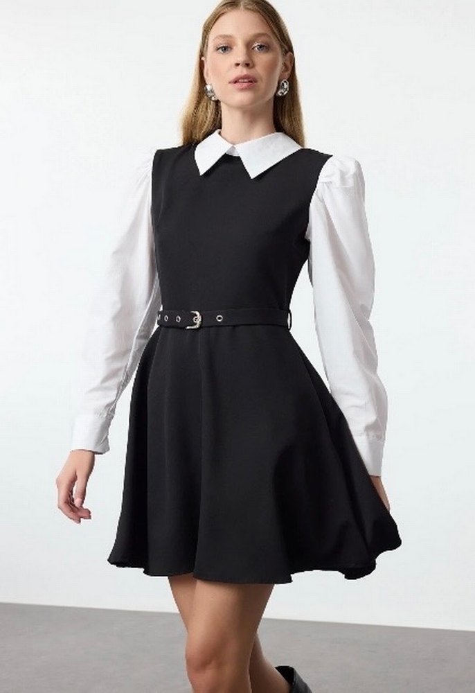 Siyah Kemerli Mini Elbise - Görsel 4