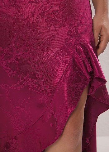 Mürdüm A kesim Saten Elbise - Görsel 3