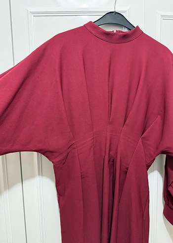 Trendyol & Milla Bordo Yüksek Yakalı Uzun Kollu Elbise