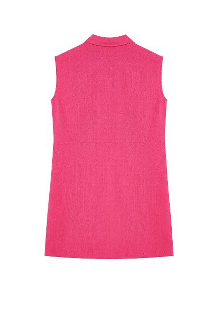 Düğmeli Pembe Midi Kadın Elbise - Görsel 5