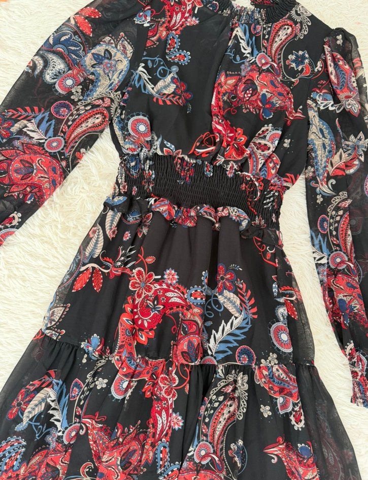 Uzun Kollu, Kuşaklı, Mini Bohem Elbise - Görsel 5