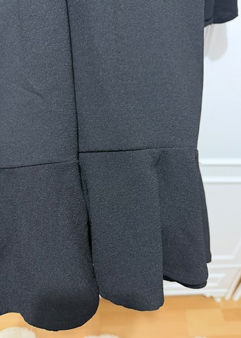 Uzun Kollu Siyah Fırfırlı Kadın Elbise - Görsel 6