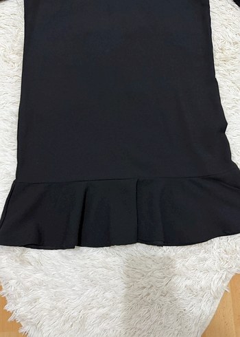 Uzun Kollu Siyah Fırfırlı Kadın Elbise - Görsel 4