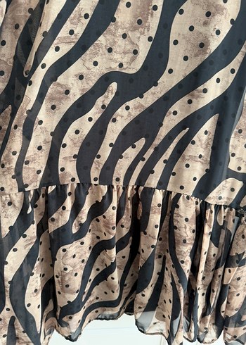 Kadın Kahverengi Zebra Desenli kısa elbise - Görsel 3