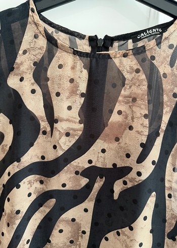 Kadın Kahverengi Zebra Desenli kısa elbise - Görsel 5