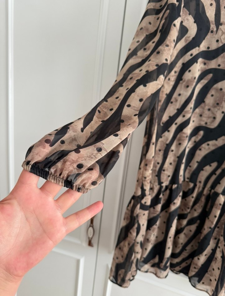 Kadın Kahverengi Zebra Desenli kısa elbise - Görsel 2