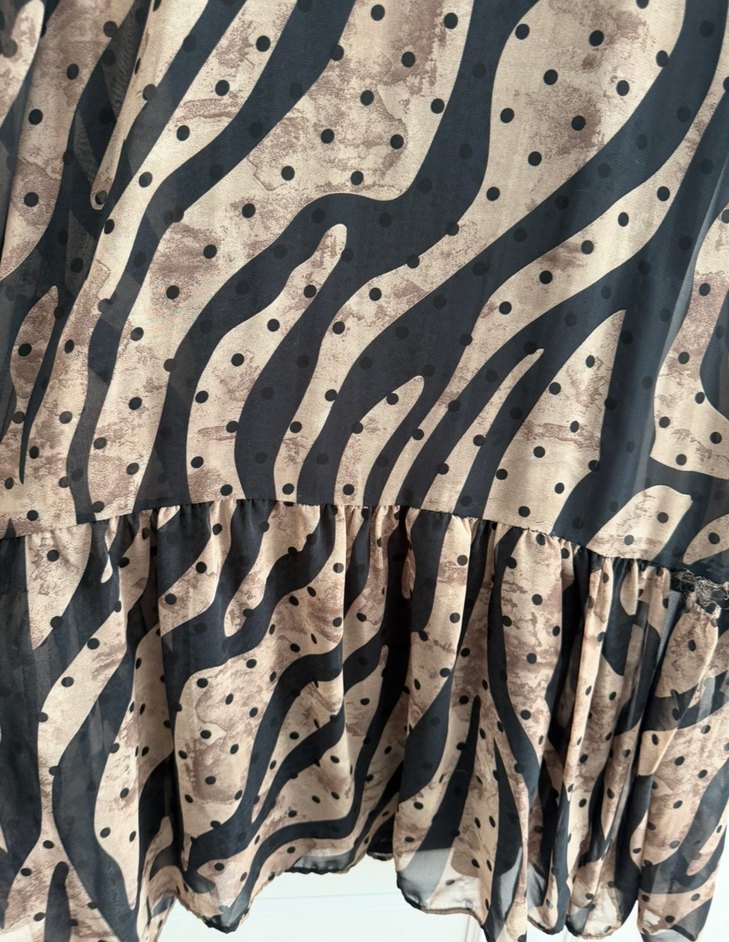 Kadın Kahverengi Zebra Desenli kısa elbise - Görsel 3