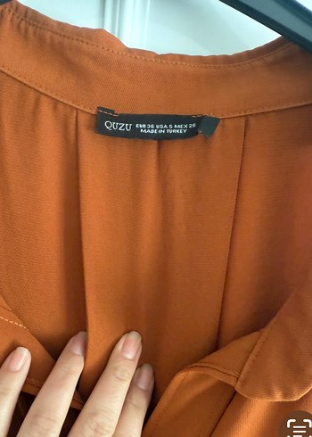 Düğmeli Kahverengi Rahat Kadın Gömlek - Görsel 4